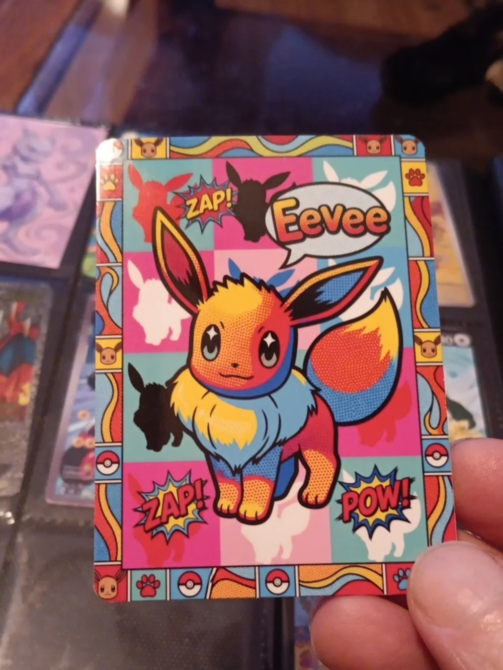 Eevee Pop Art Trading Card - Bright Multicolor